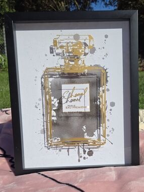 CHANEL Inspired Eau Première Art Print - Gold and Black Frame